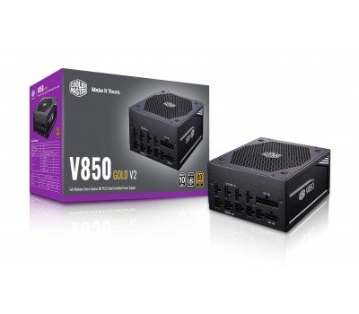 Блок питания Cooler Master V Gold V2 850W,13.5cm FDB fan,a/PFC,24+8,4xPeripheral,12xSATA,6xPCIe,Full Modular