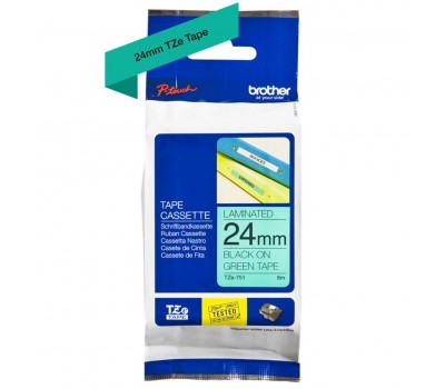 Термо-лента Brother 24mm ламинированная, черный на зеленом