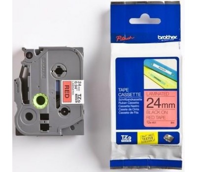 Термо-лента Brother 24mm ламинированная, черный на красном