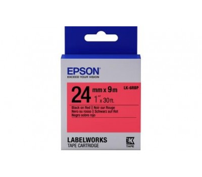 Картридж с лентой Epson LK6RBP принтеров LW-700 Pastel Blk/Red 24mm/9m