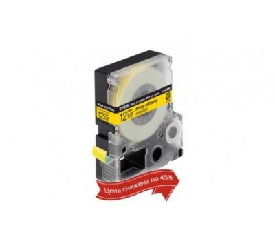 Картридж с лентой Epson LK4YBW9 принтеров LW-300/400/400VP/700 Strng adh Blk/Yell 12mm/9m