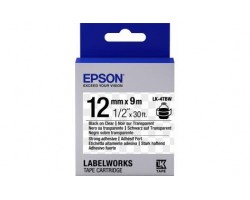 Картридж с лентой Epson LK4TBW принтеров LW-300/400/400VP/700 Strng adh Blk/Clear 12mm/9m