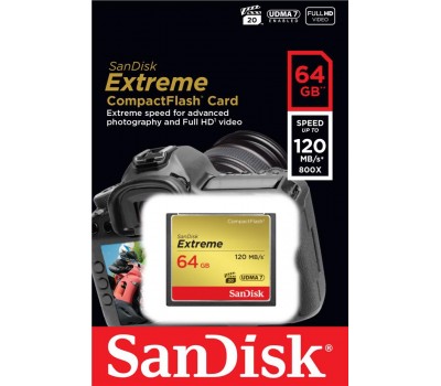 Карта памяти SanDisk 64GB CF Extreme R120/W85MB/s