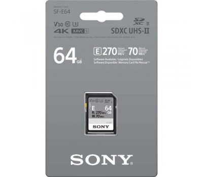 Карта памяти Sony 64GB SDXC C10 UHS-II U3 V60 R270/W120MB/s Entry