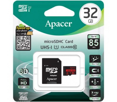 Карта памяти Apacer 32GB microSDHC C10 UHS-I R85MB/s + SD