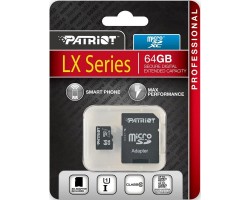 Карта памяти Patriot 64GB microSDXC C10 UHS-I LX + SD