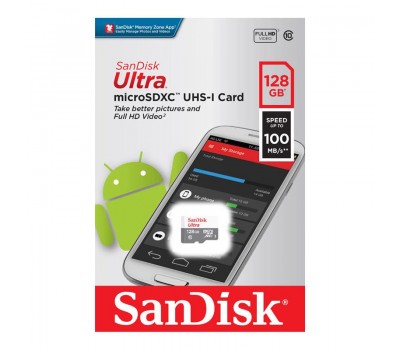 Карта памяти SanDisk 128GB microSDHC C10 UHS-I R100MB/s Ultra