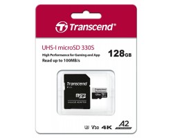 Карта памяти Transcend 128GB microSDXC C10 UHS-I U3 A2 R100/W85MB/s + SD