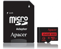 Карта памяти Apacer 64GB microSDXC C10 UHS-I R85MB/s + SD