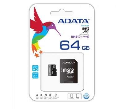Карта памяти ADATA 64GB microSDXC C10 UHS-I + SD