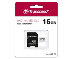 Карта памяти Transcend 16GB microSDHC C10 UHS-I R95/W10MB/s + SD адаптер