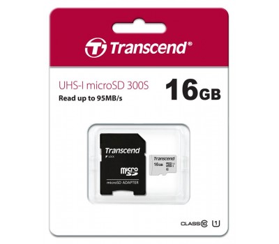 Карта памяти Transcend 16GB microSDHC C10 UHS-I R95/W10MB/s + SD адаптер