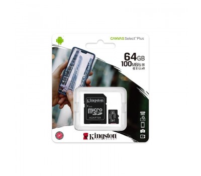 Карта памяти Kingston 64GB microSDXC C10 UHS-I R100MB/s + SD