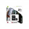 Карта памяти Kingston 64GB microSDXC C10 UHS-I R100MB/s + SD