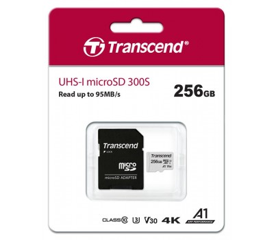 Карта памяти Transcend 256GB microSDXC C10 UHS-I R95/W45MB/s + SD адаптер