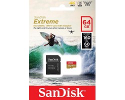 Карта памяти SanDisk 64GB microSDXC C10 UHS-I U3 R160/W60MB/s Extreme V30 + SD
