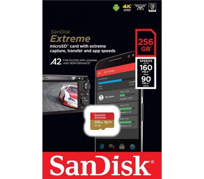 Карта памяти SanDisk 256GB microSDXC C10 UHS-I U3 R160/W90MB/s Extreme V30
