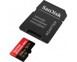 Карта памяти SanDisk 256GB microSDXC C10 UHS-I U3 R170/W90MB/s Extreme Pro V30 + SD