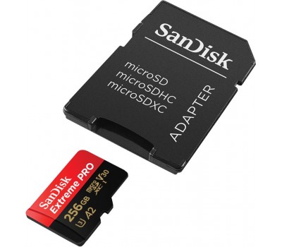Карта памяти SanDisk 256GB microSDXC C10 UHS-I U3 R170/W90MB/s Extreme Pro V30 + SD