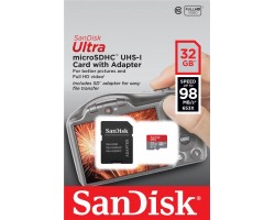 Карта памяти SanDisk 32GB microSDHC C10 UHS-I R100MB/s Ultra + SD