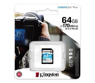Карта памяти Kingston 64GB SDXC C10 UHS-I U3 R170/W70MB/s