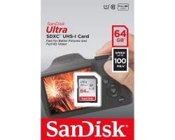 Карта памяти SanDisk 64GB SDXC C10 UHS-I R100MB/s Ultra