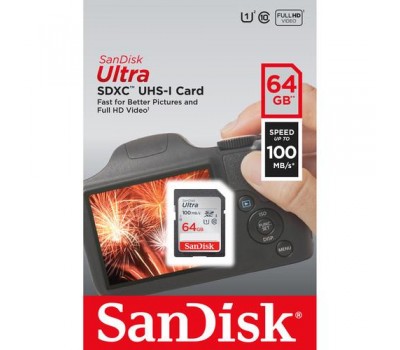 Карта памяти SanDisk 64GB SDXC C10 UHS-I R100MB/s Ultra