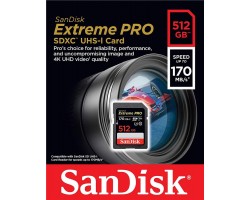 Карта памяти SanDisk 512GB SDXC C10 UHS-I U3 R170/W90MB/s Extreme Pro