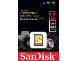 Карта памяти SanDisk 64GB SDXC C10 UHS-I U3 R150/W60MB/s Extreme
