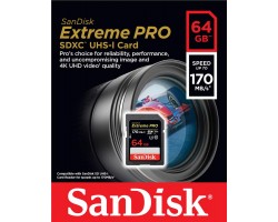 Карта памяти SanDisk 64GB SDXC C10 UHS-I U3 R170/W90MB/s Extreme Pro