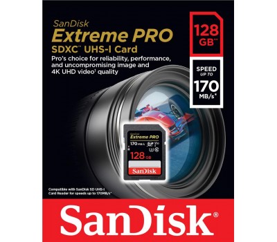 Карта памяти SanDisk 128GB SDXC C10 UHS-I U3 R170/W90MB/s Extreme Pro