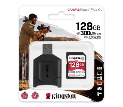Карта памяти Kingston 128GB SDXC C10 UHS-II U3 R300/W260MB/s + MLP SD Reader