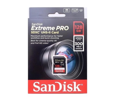 Карта памяти SanDisk 128GB SDXC C10 UHS-II R300/W260MB/s Extreme Pro