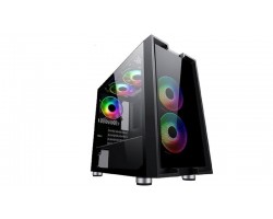 Корпус 2E Gaming CLARUS (GM5) MiniT, 2*USB2.0,1*USB3.0, 2*140ммARGB,1*120ммARGB,стекло,без БП,черн.