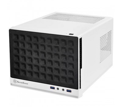 Корпус SilverStone SUGO SG13WB, MiniITX, USB3.0*2, сетка (передняя панель),безБП,белый/черный