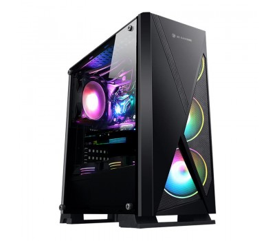 Корпус 2E Gaming CONDOR (GJP12) MidT, 2*USB2.0,1*USB3.0, 3*120ммARGB,стекло(бок.пан.),без БП,черн.