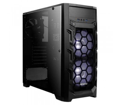 Корпус Antec GX202,Gaming, MidT, 2*USB3.0, 2*120мм LED white+1*120мм, акрил(бок.панель),безБП,черный
