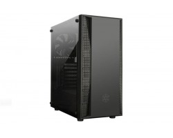 Корпус SilverStone FARA FAB1B-G, MidT, USB3.0*2,USB 2.0* 1, 1*120мм,стекло(бок.панель),без БП,черный