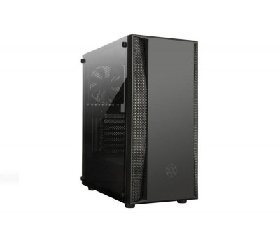 Корпус SilverStone FARA FAB1B-G, MidT, USB3.0*2,USB 2.0* 1, 1*120мм,стекло(бок.панель),без БП,черный