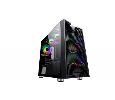 Корпус 2E Gaming ASPER (GM7) MiniT, 2*USB2.0,1*USB3.0, 3*120мм ARGB, стекло (бок.пан.),без БП,черн.