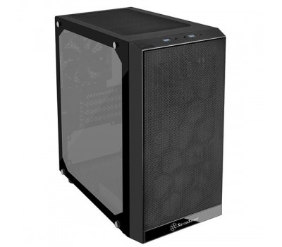 Корпус SilverStone PRECISION PS15B-G, MiniT, USB3.0Type-A*2, 1*120мм,стекло(бок.пан.),безБП,черный