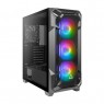 Корпус Antec DF600 FLUX Gaming, MidT,2*USB3.0, 2*120 +3*120ARGBмм,стекло(бок.пан.)без БП,черный
