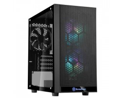 Корпус SilverStone PRECISION PS15B-PRO,MiniT,USB3.0Type-A*2,3*120мм ARGB,стекло,безБП,черный