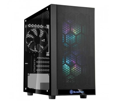 Корпус SilverStone PRECISION PS15B-PRO,MiniT,USB3.0Type-A*2,3*120мм ARGB,стекло,безБП,черный