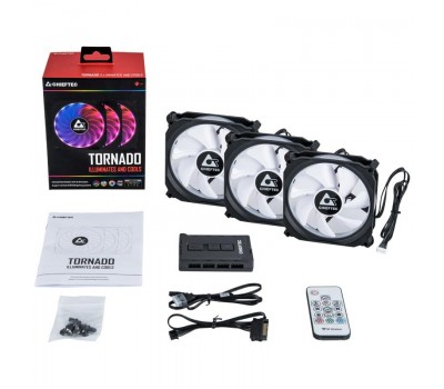 Набор корпусных вентиляторов CHIEFTEC TORNADO 3in1 ARGB fan,3x120мм,1200об/мин,6pin,16dBa+Fan hub+ДУ