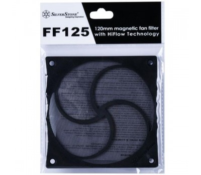 Пылевой магнитный фильтр для вентилятора SilverStone FF125B, 1 шт., 120x120x1.5мм, черный.