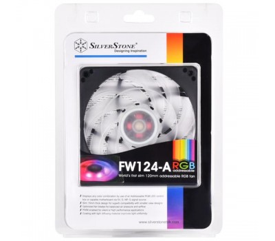 Корпусной вентилятор SilverStone FW124-ARGB Quiet Slim 120мм, ARGB,прозрачные лопасти, черная рамка