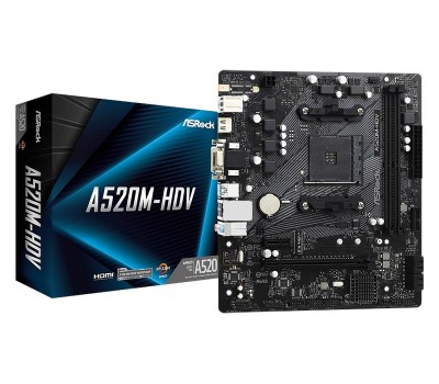 Материнская плата ASRock A520M-HDV sAM4 A520 2xDDR4 HDMI-DVI-VGA USB 3.2 mATX