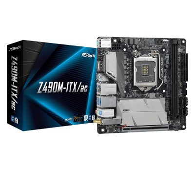 Материнская плата ASRock Z490M-ITX/AC s1200 Z490 2xDDR4 M.2 HDMI-DP Type-C 802.11ac+BT 4.2 mITX