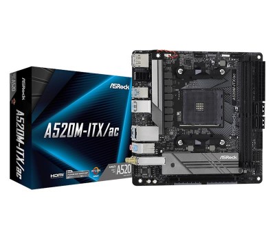 Материнская плата ASRock A520M-ITX/AC sAM4 A520 4xDDR4 HDMI-DP WiFi+BT (!) Type-C mITX